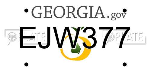EJW377 Georgia License Plate