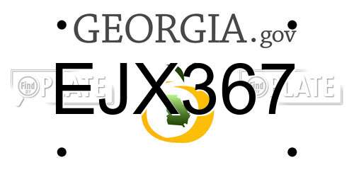 EJX367 Georgia License Plate
