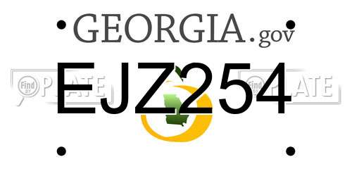 EJZ254 Georgia License Plate