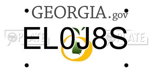 EL0J8S Georgia License Plate