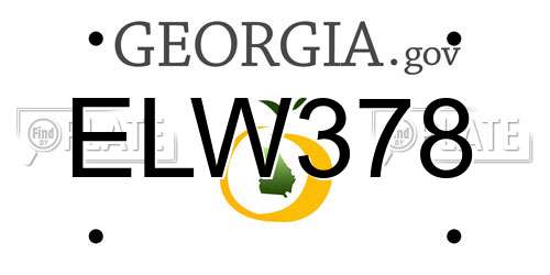 ELW378 Georgia License Plate