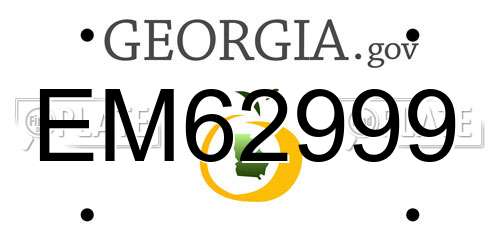 EM62999 Georgia License Plate