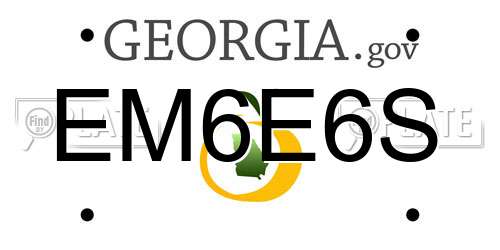 EM6E6S Georgia License Plate