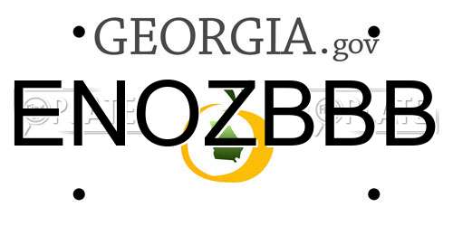 ENOZBBB Georgia License Plate