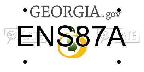 ENS87A Georgia License Plate
