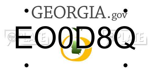 EO0D8Q Georgia License Plate