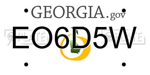 EO6D5W Georgia License Plate