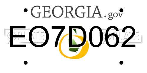 EO7D062 Georgia License Plate