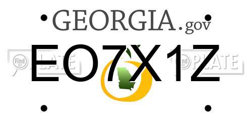 EO7X1Z Georgia License Plate