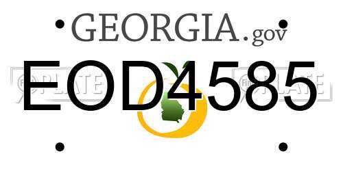 EOD4585 Georgia License Plate