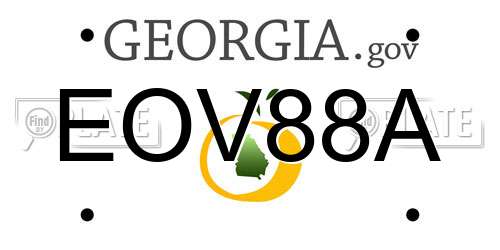 EOV88A Georgia License Plate