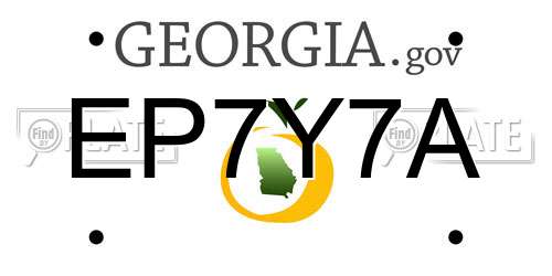 EP7Y7A Georgia License Plate