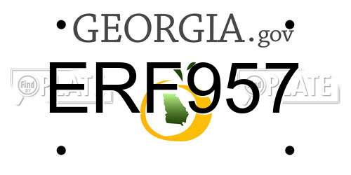 ERF957 Georgia License Plate