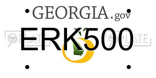 ERK500 Georgia License Plate