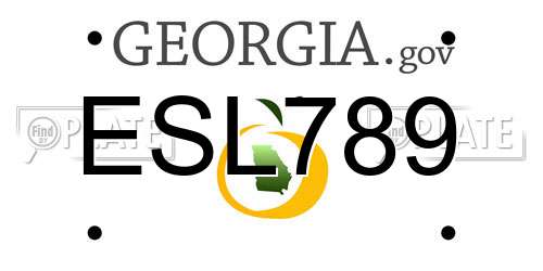 ESL789 Georgia License Plate