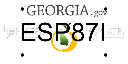 ESP87I Georgia License Plate