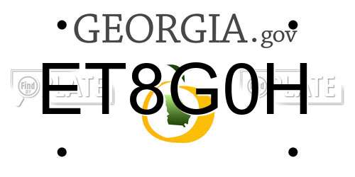 ET8G0H Georgia License Plate