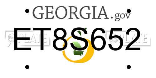 ET8S652 Georgia License Plate