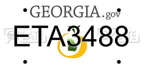 ETA3488 Georgia License Plate