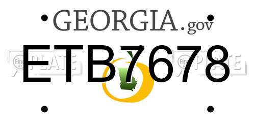 ETB7678 Georgia License Plate