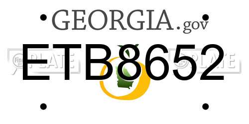 ETB8652 Georgia License Plate
