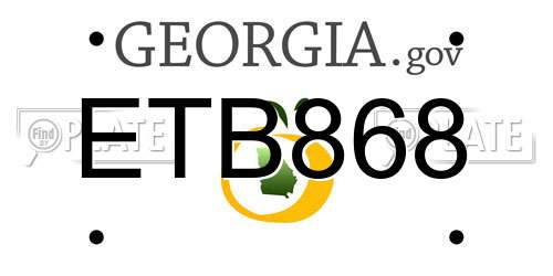 ETB868 Georgia License Plate
