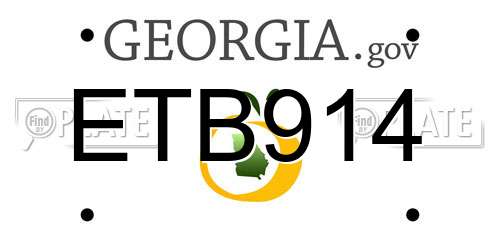ETB914 Georgia License Plate