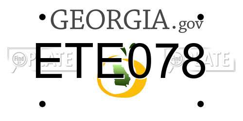 ETE078 Georgia License Plate