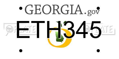 ETH345 Georgia License Plate