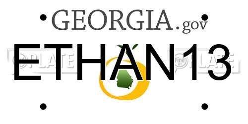 ETHAN13 Georgia License Plate