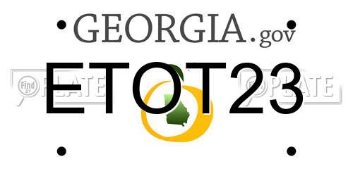 ETOT23 Georgia License Plate