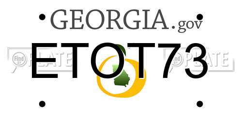 ETOT73 Georgia License Plate
