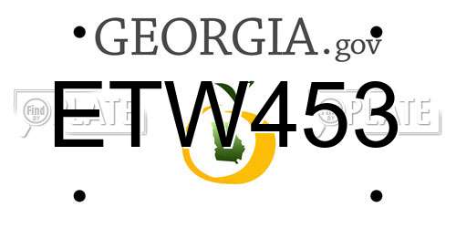 ETW453 Georgia License Plate