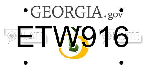 ETW916 Georgia License Plate