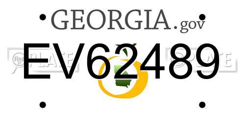 EV62489 Georgia License Plate