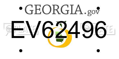 EV62496 Georgia License Plate