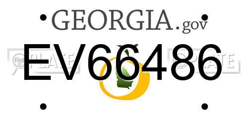 EV66486 Georgia License Plate