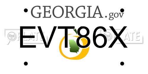 EVT86X Georgia License Plate