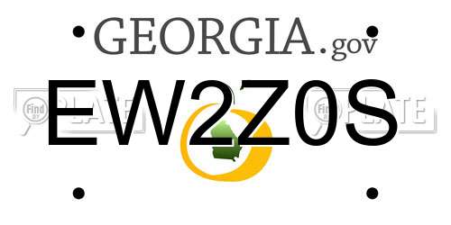 EW2Z0S Georgia License Plate