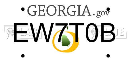 EW7T0B Georgia License Plate