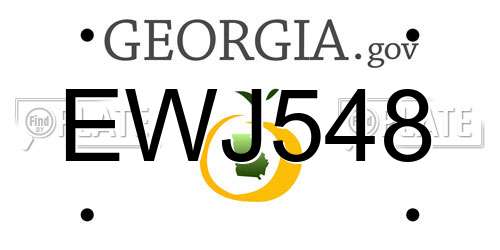 EWJ548 Georgia License Plate