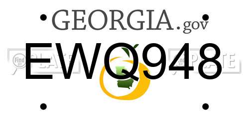 EWQ948 Georgia License Plate