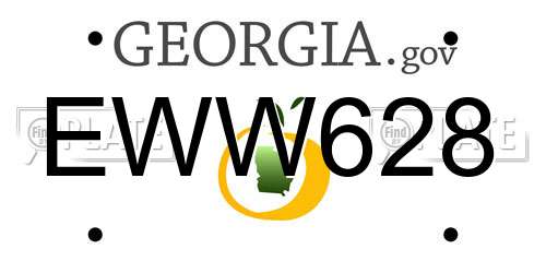 EWW628 Georgia License Plate