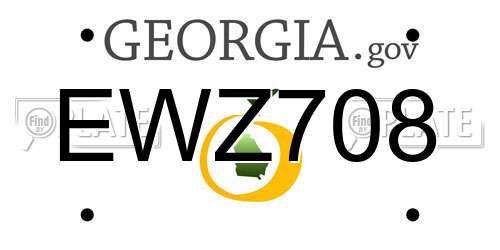 EWZ708 Georgia License Plate