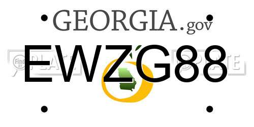 EWZG88 Georgia License Plate