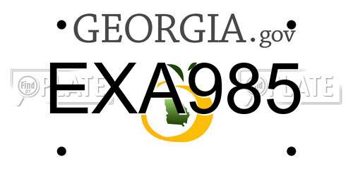 EXA985 Georgia License Plate