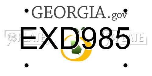 EXD985 Georgia License Plate