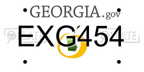 EXG454 Georgia License Plate