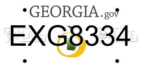 EXG8334 Georgia License Plate