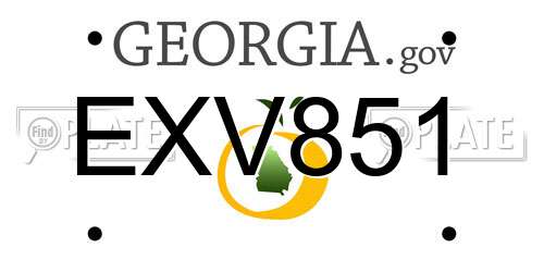 EXV851 Georgia License Plate